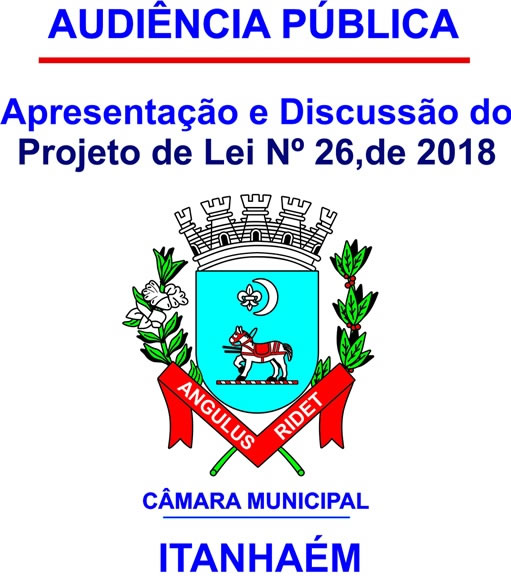 Imagem da notícia: Audiência Pública  - Apresentação e Discussão do Projeto De Lei Nº 26, de 2018.