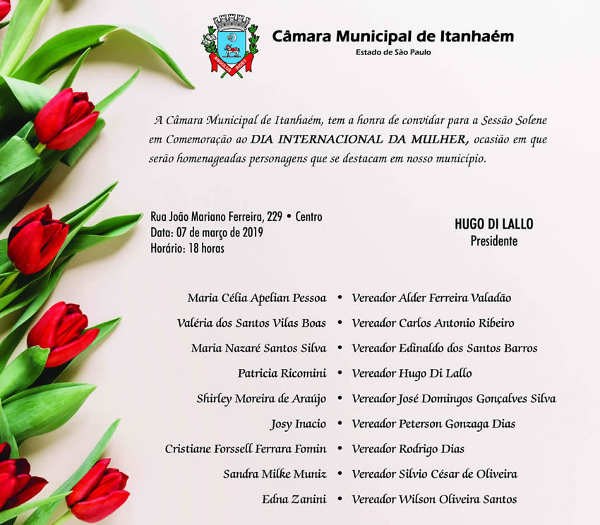 Imagem da notícia: Sessão Solene “Dia Internacional da Mulher ” acontece dia 7 de Março