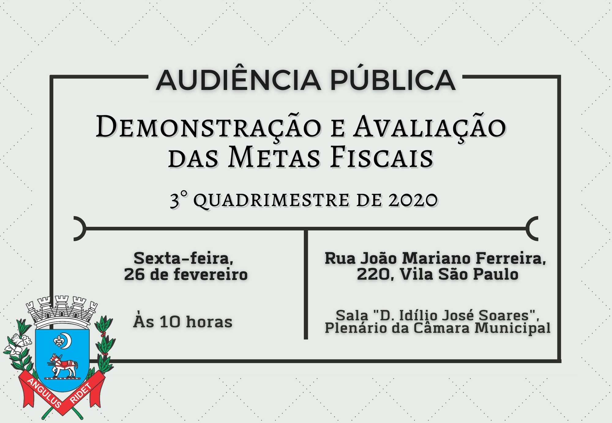Imagem da notícia: Audiência pública abordará metas fiscais da Prefeitura nesta sexta-feira (26)