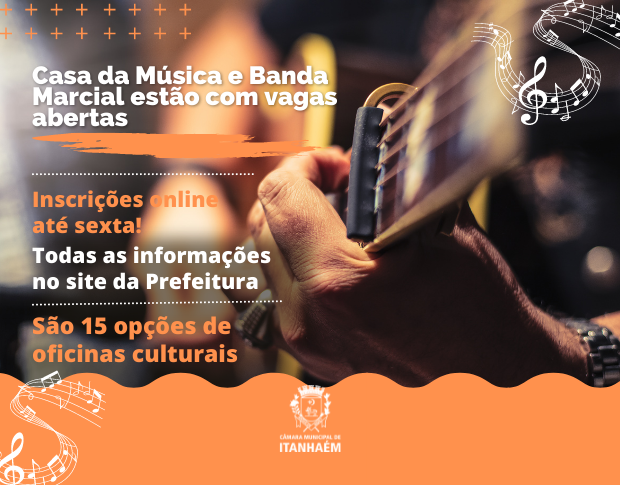 Imagem da notícia: Casa da Música e Banda Marcial estão com inscrições abertas para oficinas culturais 