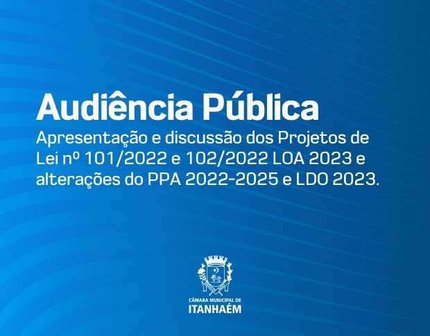 Imagem da notícia: Câmara realiza audiência para apresentação de Plano Plurianual e Diretrizes Orçamentárias 