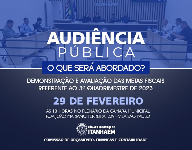 Imagem da notícia: AUDIÊNCIA PÚBLICA