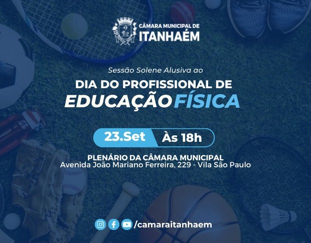 Imagem da notícia: Câmara Municipal realiza Sessão Solene em homenagem ao Dia do Profissional de Educação Física